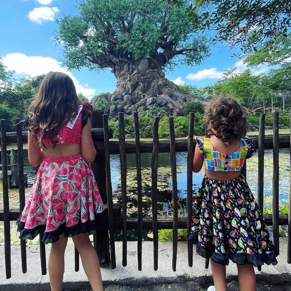 Custom Colorful Kitty Cat Artsy Patterned Dress for Kids w Cutouts Size XS-Small - Picture 7 of 7
